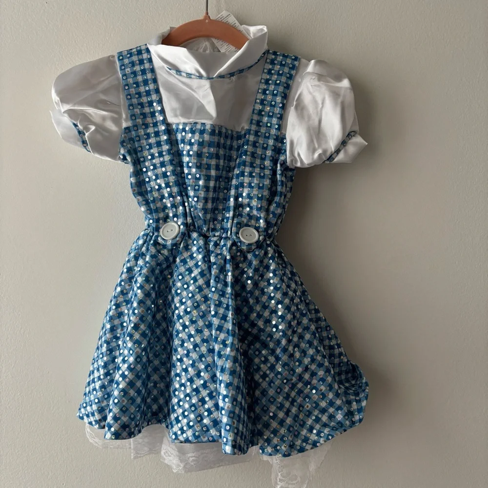 Kids' the Wizard of Oz Dorothy Halloween Costume Dress with Hair Bow Sz 1-2 - Picture 2 of 7